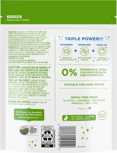Simple Truth® Triple Power Free & Clear Dishwasher Detergent Pacs Perspective: back