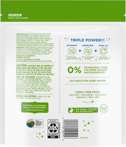 Simple Truth® Triple Power Free & Clear Dishwasher Detergent Pacs Big Deal! Perspective: back
