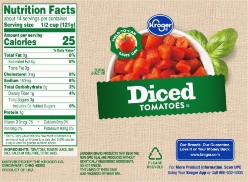 Kroger® Diced Tomatoes Perspective: back