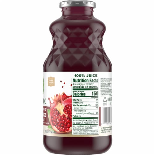 Simple Truth® Organic No Sugar Added Pomegranate 100% Juice Perspective: back