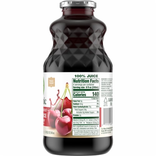 Simple Truth® Organic No Sugar Added Tart Cherry 100% Juice Perspective: back