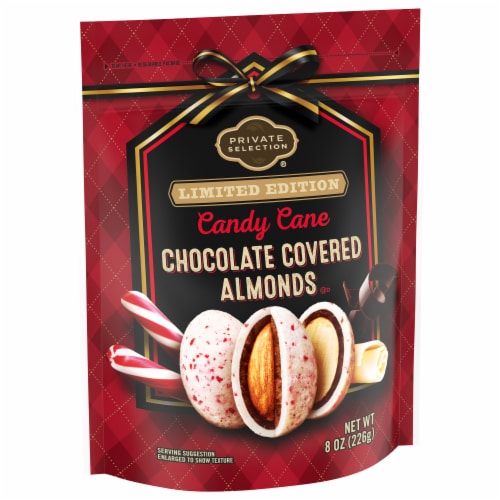Private Selection® Candy Cane Chocolate Covered Almonds Holiday Candy Bag Perspective: back