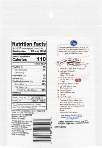 Kroger® Low Sugar Dried Cranberries Perspective: back