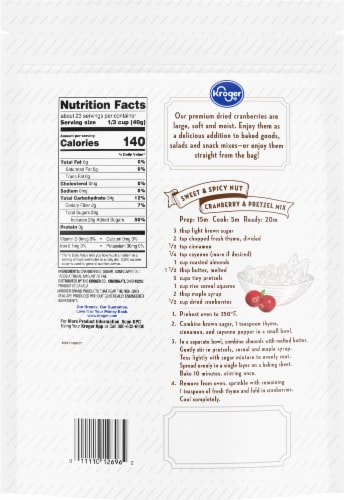 Kroger Dried Cranberries Perspective: back