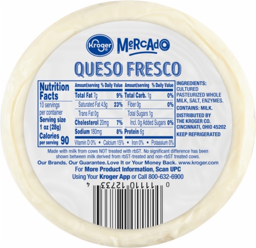 Kroger® Mercado Queso Fresco Whole Milk Cheese Perspective: back
