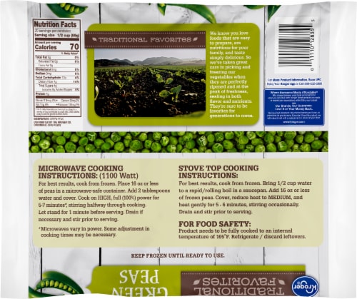Kroger® Frozen Green Peas Perspective: back