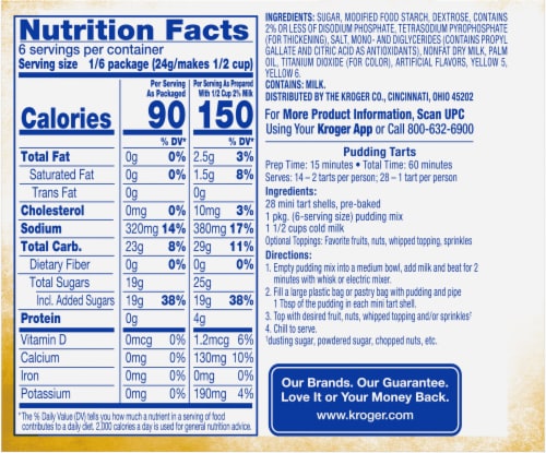 Kroger Instant Vanilla Pudding & Pie Filling Perspective: back