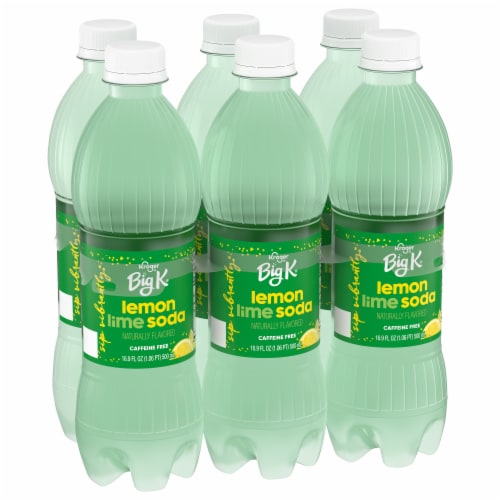 Big K Lemon Lime Caffeine Free Soda Bottles Perspective: back