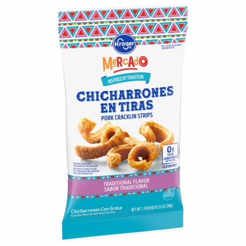 Kroger® Mercado Chicharrones en Tiras Original Pork Cracklin Strips Perspective: back