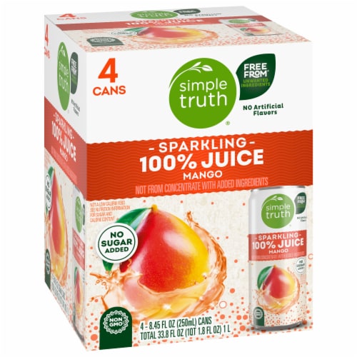 Simple Truth® Sparkling 100% Mango Juice Cans Perspective: back