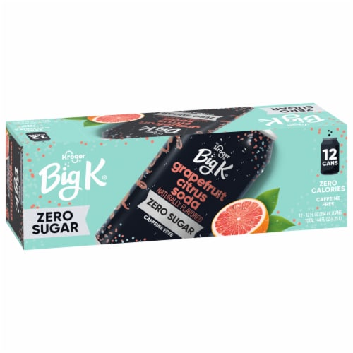 Big K® Grapefruit Citrus Zero Sugar Caffeine Free Soda Cans Perspective: back