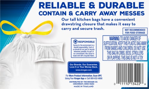 Kroger® Tall Kitchen 13 Gallon Drawstring Trash Bags Perspective: back