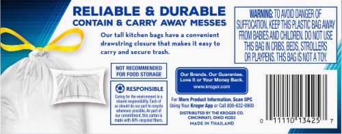 Kroger® Tall Kitchen 13 Gallon Drawstring Trash Bags Perspective: back