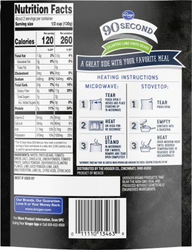 Kroger® Cilantro Lime Pinto Beans Pouch Perspective: back