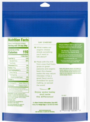 Simple Truth Organic® Sharp White Cheddar Shredded Cheese Perspective: back