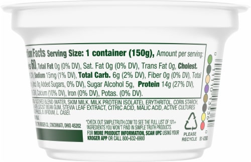 Simple Truth® Vanilla Zero Sugar Yogurt Cup Perspective: back