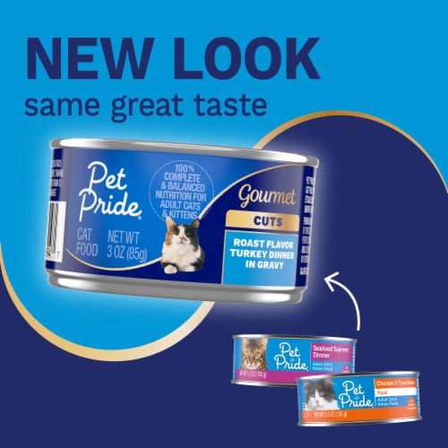 Pet Pride® All Life Stages Wet Cat Food Turkey Dinner in Gravy Cuts Perspective: back