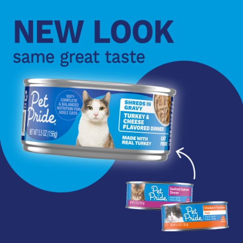 Pet Pride® Adult Wet Cat Food Turkey & Cheese Flavored Dinner In Gravy Shreds Perspective: back