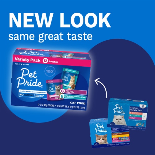 Pet Pride® All Life Stages Wet Cat Food Fish Variety Pack Pouches Perspective: back