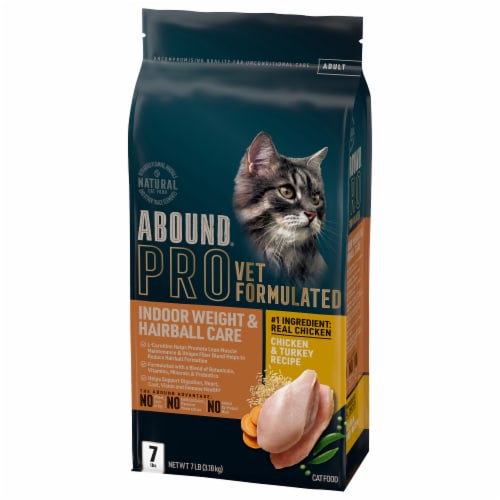 ABOUND Pro Vet Formulated Indoor Weight Hairball Care Adult Dry Cat Food Chicken Turkey 7 pounds QFC