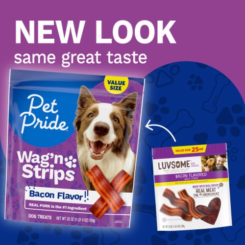 Pet Pride® Wag'n Strips Dog Treats Bacon Flavor Value Size Perspective: back