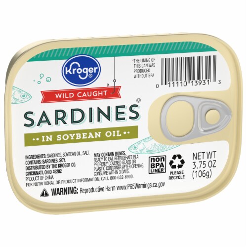 Kroger® Wild Caught Sardines in Soybean Oil Perspective: back