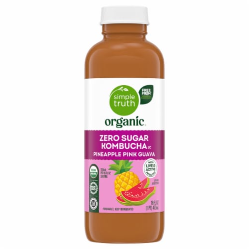 Simple Truth Organic® Zero Sugar Pineapple Pink Guava Kombucha Perspective: back