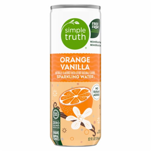 Simple Truth® Orange Vanilla Sparkling Seltzer Water Cans Perspective: back
