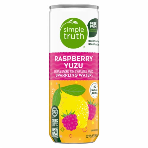 Simple Truth® Raspberry Yuzu Sparkling Seltzer Water Cans Perspective: back
