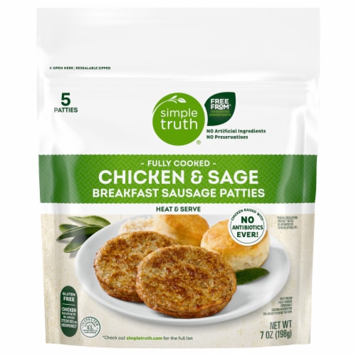 Simple Truth® Fully Cooked Chicken and Sage Breakfast Sausage Patties Perspective: back