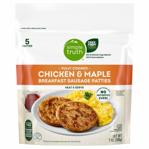 Simple Truth® Fully Cooked Chicken and Maple Breakfast Sausage Patties Perspective: back
