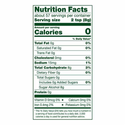 Simple Truth® Plant Based Monk Fruit Zero Calorie Sweetener with Erythritol Perspective: back