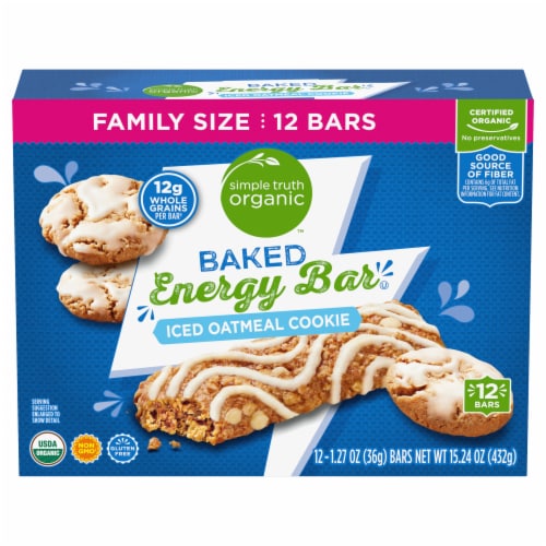 Simple Truth Organic® Iced Oatmeal Cookie Baked Energy Bar Family Size Perspective: back