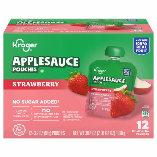Kroger® No Sugar Addedˆ Assorted Strawberry Applesauce Pouches Perspective: back