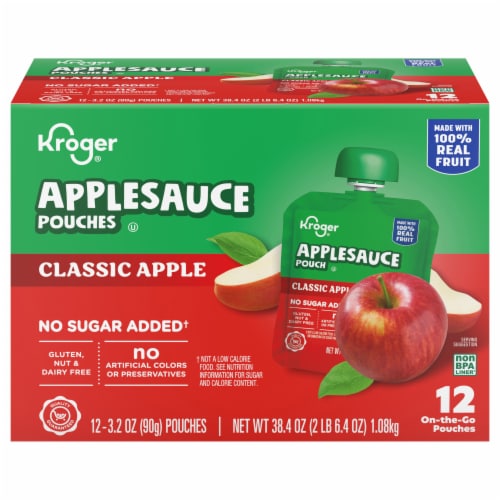 Kroger® No Sugar Added Classic Apple Applesauce Pouches Perspective: back