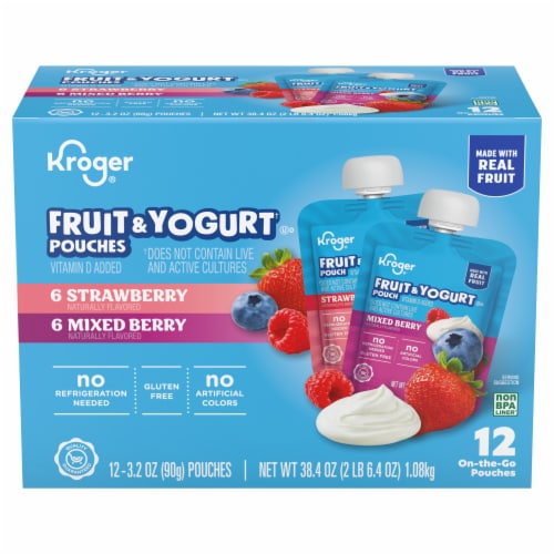 Kroger® Strawberry and Mixed Berry Fruit and Yogurt Pouches Multipack Perspective: back