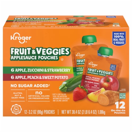 Kroger® No Sugar Added Assorted Fruit & Veggies Applesauce Pouches Perspective: back