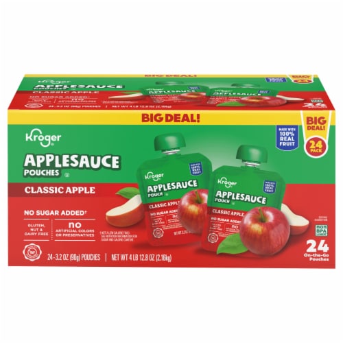 Kroger® No Sugar Added Classic Apple Applesauce Pouches BIG DEAL! Perspective: back