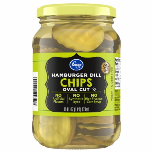 Kroger® Oval Cut Hamburger Dill Pickle Chips Perspective: back