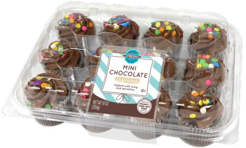 Bakery Fresh Goodness Mini Chocolate Confetti Birthday Cupcakes Perspective: back