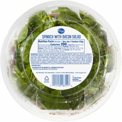 Kroger® Spinach with Bacon Salad Kit Perspective: back