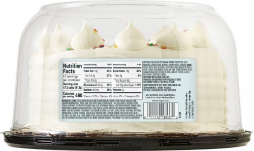 Bakery Fresh Confetti White Iced Double Layer Cake Perspective: back