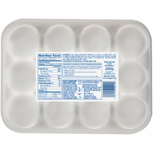 Kroger® Mild Italian Style Pork Meatballs Perspective: back