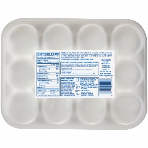 Kroger® Mild Italian Style Pork Meatballs Perspective: back