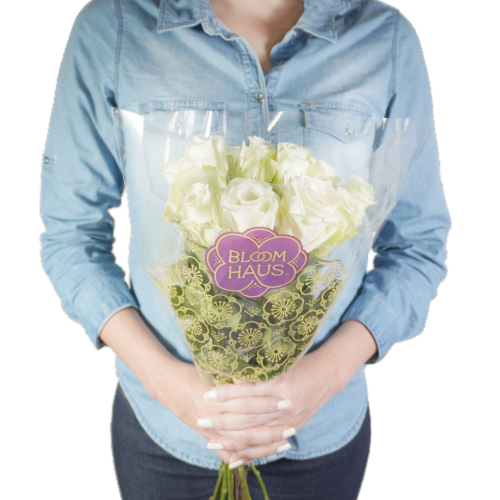 Bloom Haus™ Dozen Rose Bunch - White Perspective: back
