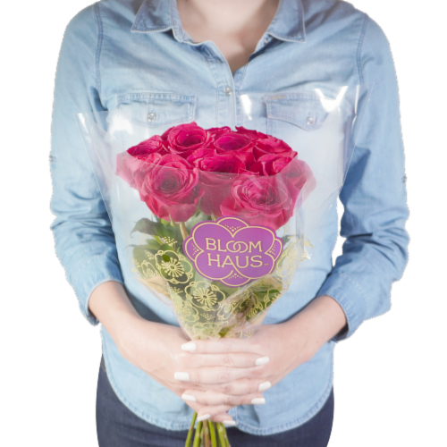 Bloom Haus™ Dozen Rose Bunch - Hot Pink, 12-stem