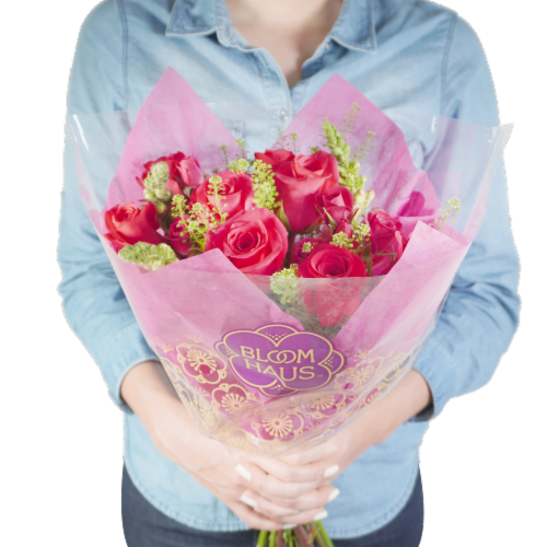 Bloom Haus™ Classic Rose Bouquet - Hot Pink Perspective: back