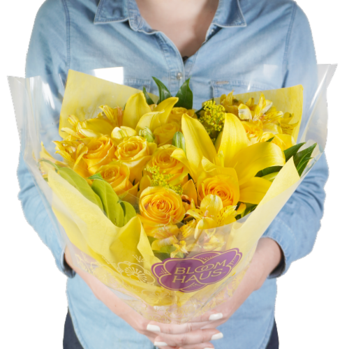 Bloom Haus™ 12 Plus Rose Bouquet - Yellow Perspective: back