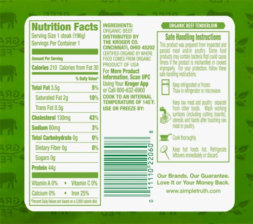 Simple Truth® Beef Tenderloin Steak Perspective: back
