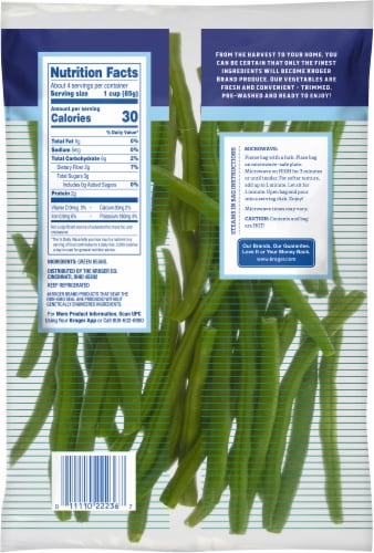 Kroger® Fresh Trimmed Green Beans Bag Perspective: back